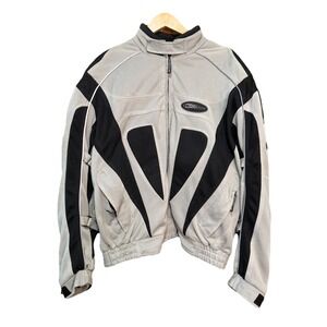 Nitro Racing Jacket Mens XL Grey Padded Armored Intact Full Zip Motorcycle EUC